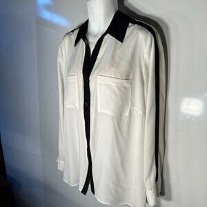 Peter Nygard SZ 22 Ivory Georgette Top Career Minimalist Dressy Old $ Preppy